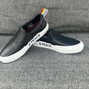 Unworn Mark Nason,LA Pride “Peace & Love” limited edition leather slip on shoes